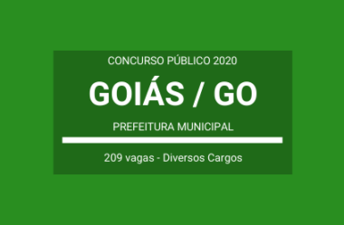 Aberto Concurso Público em Diversos Cargos da Prefeitura de Goiás / GO – 2020