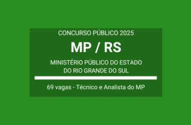 Concurso Aberto com 69 vagas para Técnico e Analista do MP / RS 2025